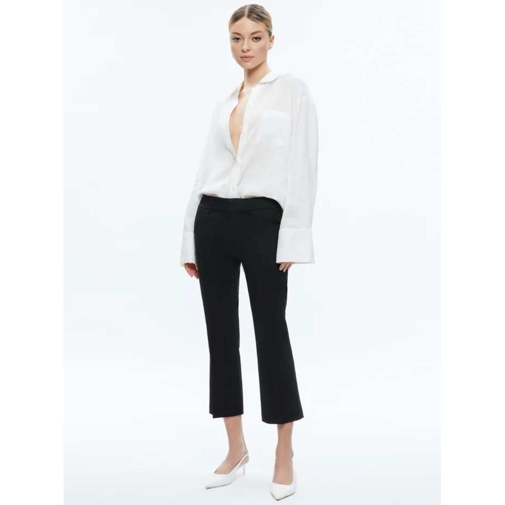 Alice + Olivia Janis Low-Rise Cropped Flare Pants in Black - Size‎ 0